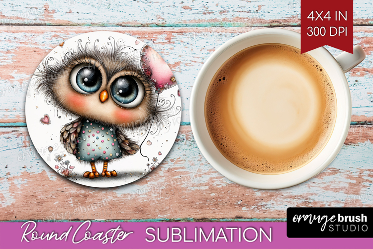 Valentine Round Coaster - Whimsical Animal Coaster PNG