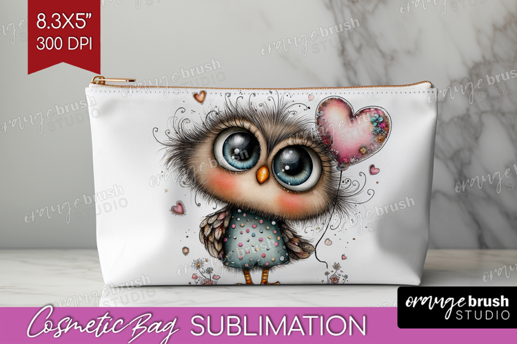 Valentine Cosmetic Bag - Whimsical Animal Makeup Bag PNG