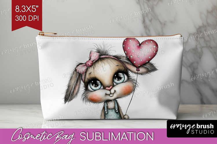 Valentine Cosmetic Bag - Whimsical Animal Makeup Bag PNG