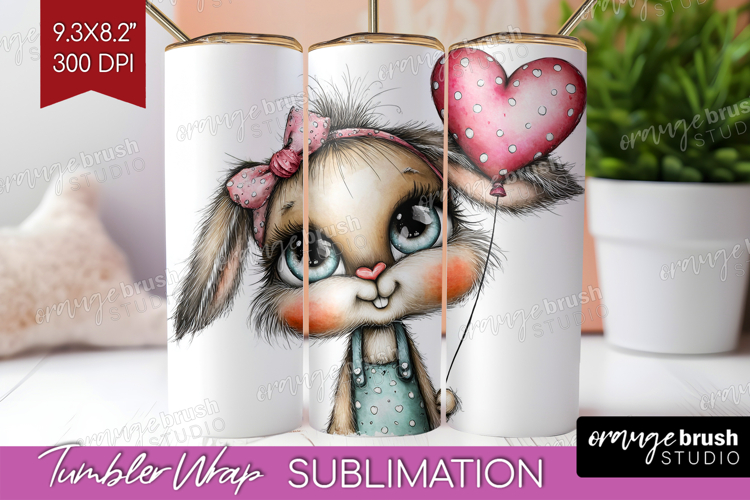 Valentine Tumbler Wrap - Whimsical Animal Tumbler PNG