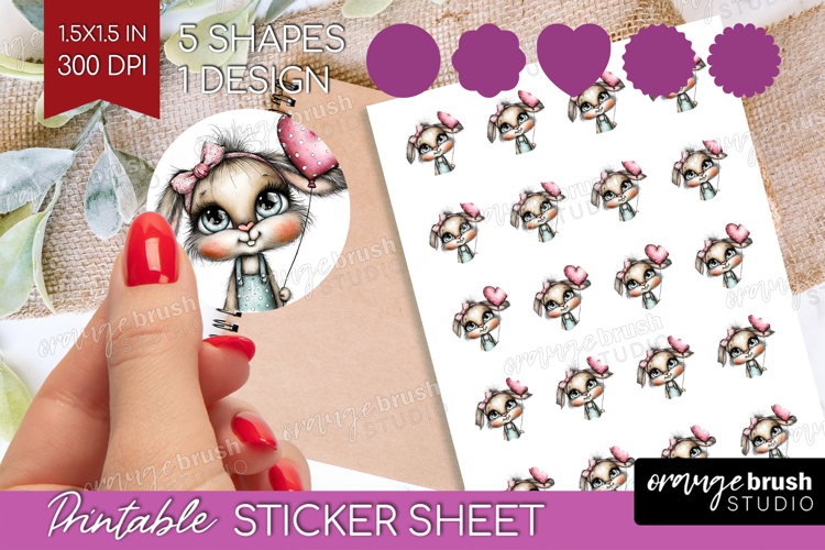 Valentine Round Sticker - Whimsical Animal Printable Sticker