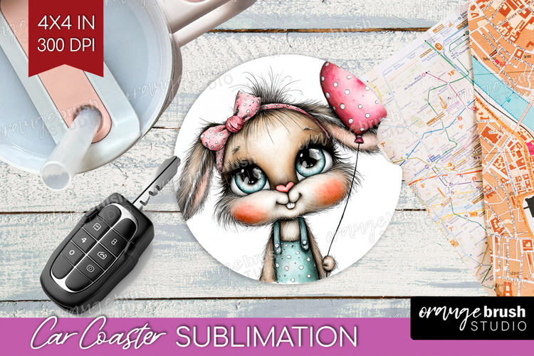 Valentine Car Coaster - Whimsical Animal Coaster PNG