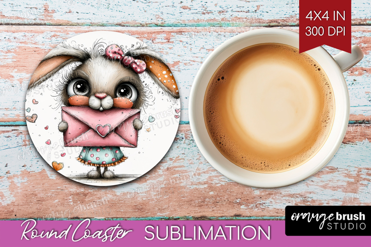 Valentine Round Coaster - Whimsical Animal Coaster PNG