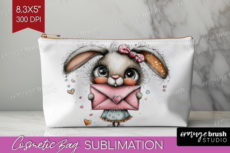 Valentine Cosmetic Bag - Whimsical Animal Makeup Bag PNG
