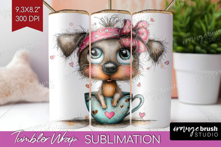 Valentine Tumbler Wrap - Whimsical Animal Tumbler PNG