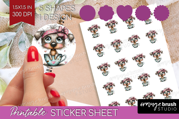 Valentine Round Sticker - Whimsical Animal Printable Sticker