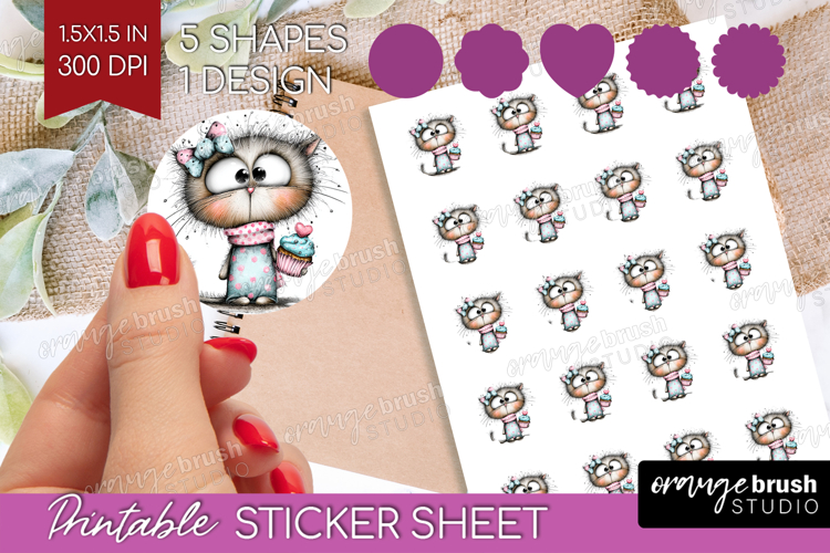 Valentine Round Sticker - Whimsical Animal Printable Sticker
