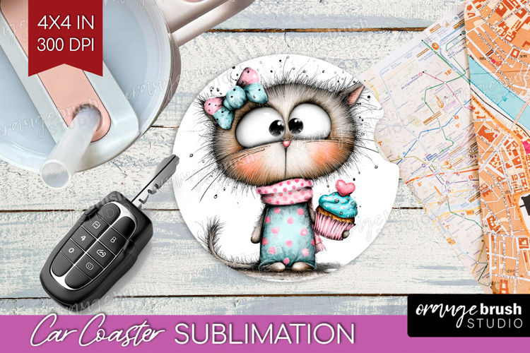 Valentine Car Coaster - Whimsical Animal Coaster PNG