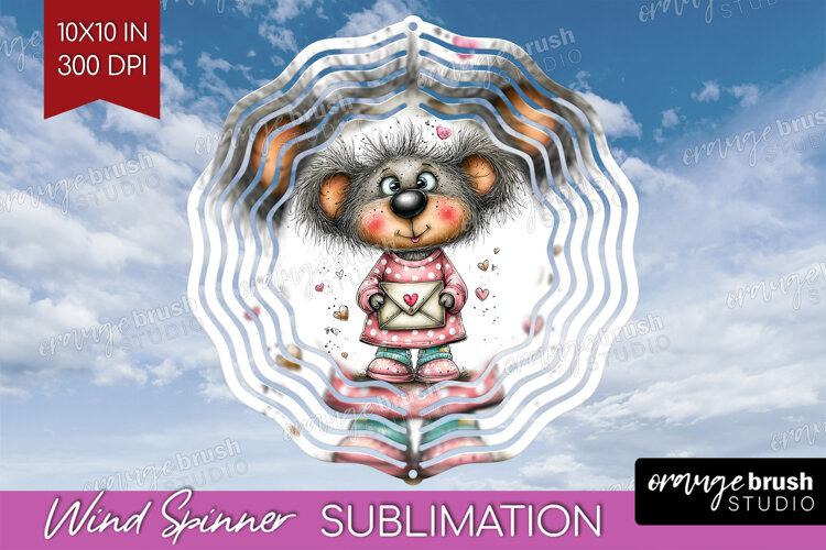 Valentine Wind Spinner Sublimation PNG - Whimsical Animal example image 1