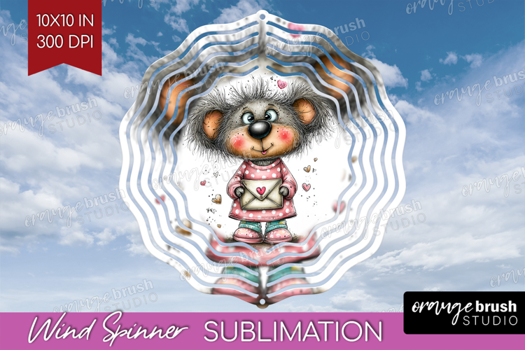 Valentine Wind Spinner Sublimation PNG - Whimsical Animal