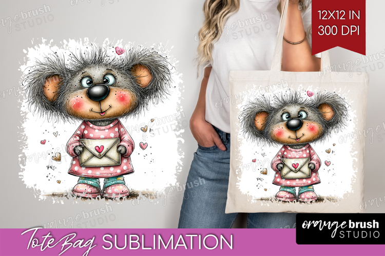 Valentine Tote Bag - Whimsical Animal Tote Bag PNG