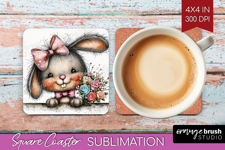 Valentine Square Coaster - Whimsical Animal Coaster PNG