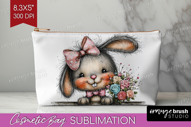 Valentine Cosmetic Bag - Whimsical Animal Makeup Bag PNG