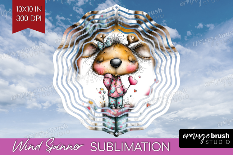 Valentine Wind Spinner Sublimation PNG - Whimsical Animal