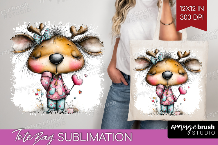 Valentine Tote Bag - Whimsical Animal Tote Bag PNG