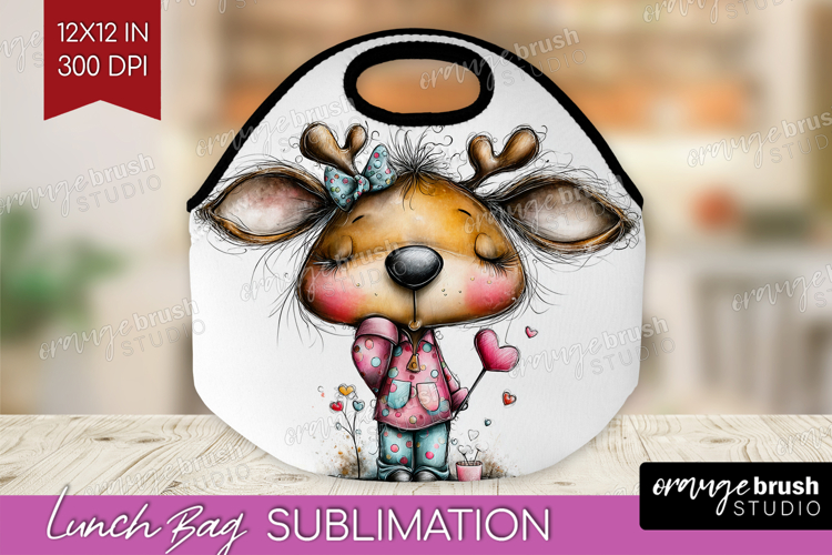 Valentine Lunch Bag - Whimsical Animal Lunch Bug PNG