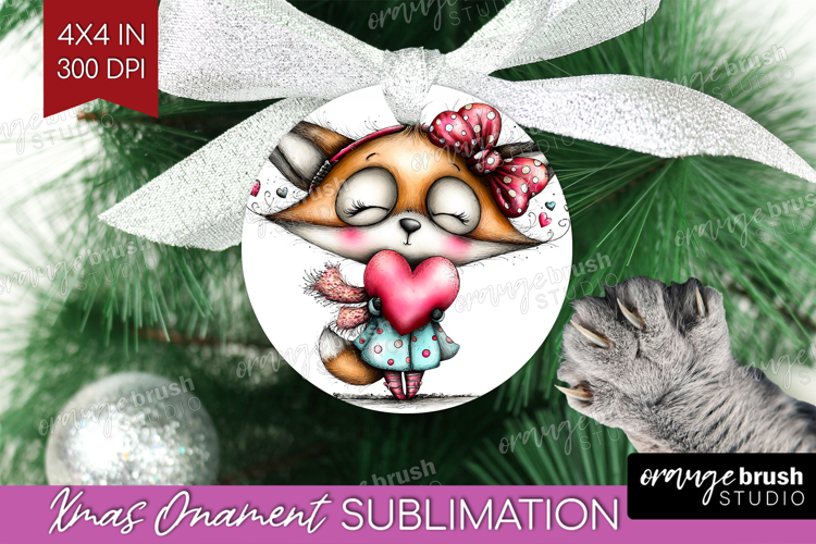 Valentine Ornament PNG - Whimsical Animal PNG Sublimation