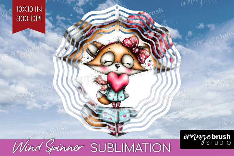 Valentine Wind Spinner Sublimation PNG - Whimsical Animal example image 1