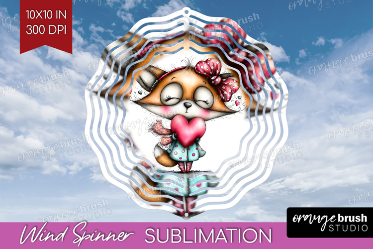 Valentine Wind Spinner Sublimation PNG - Whimsical Animal