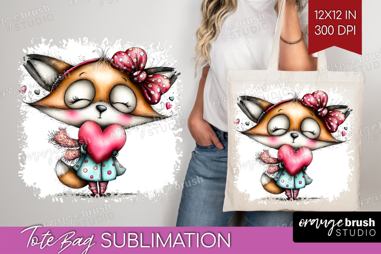 Valentine Tote Bag - Whimsical Animal Tote Bag PNG