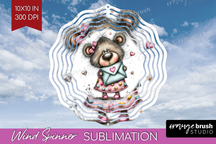 Valentine Wind Spinner Sublimation PNG - Whimsical Animal