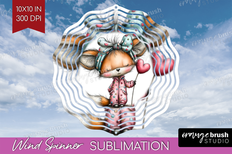 Valentine Wind Spinner Sublimation PNG - Whimsical Animal