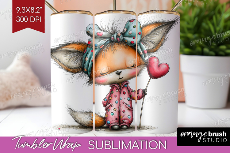 Valentine Tumbler Wrap - Whimsical Animal Tumbler PNG
