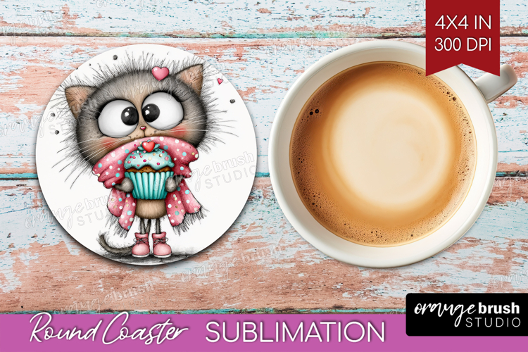 Valentine Round Coaster - Whimsical Animal Coaster PNG