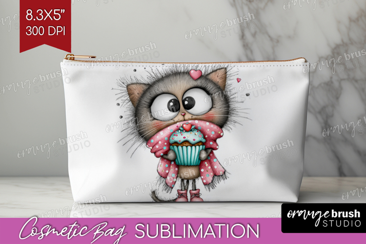 Valentine Cosmetic Bag - Whimsical Animal Makeup Bag PNG