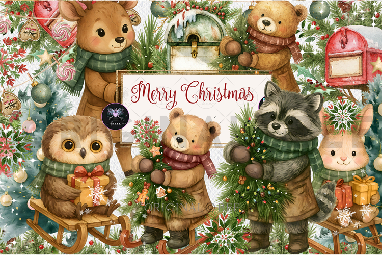 Winter Forest Animals Clipart