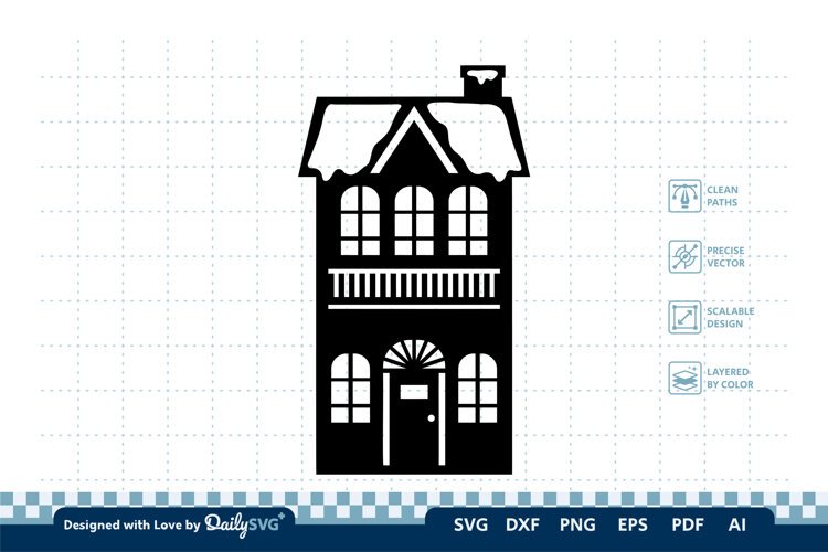Winter House SVG | Cozy Snowy Cabin Cut File example image 1