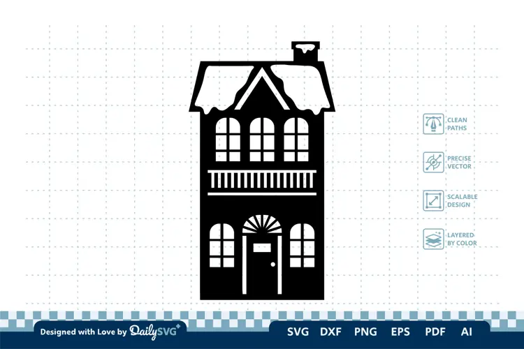 Winter House SVG | Cozy Snowy Cabin Cut File