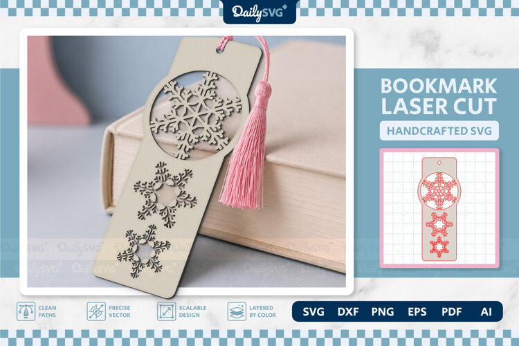 Winter Snowflake Bookmark SVG | Christmas Cut File example image 1
