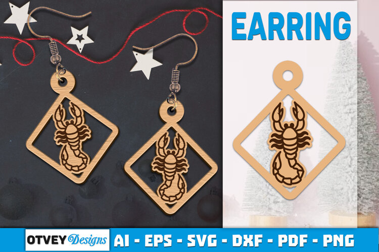 Zodiac Earring Lasercut | Earring Design Lasercut example image 1
