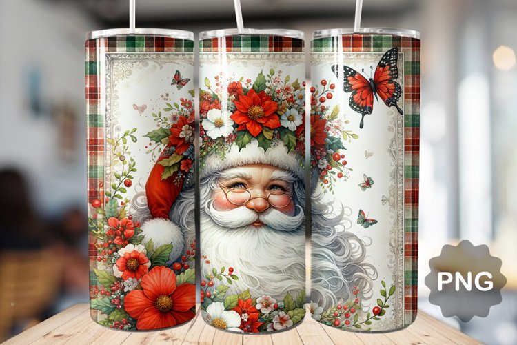 Christmas Santa Tumbler Sublimation - 20 Oz Skinny Tumbler