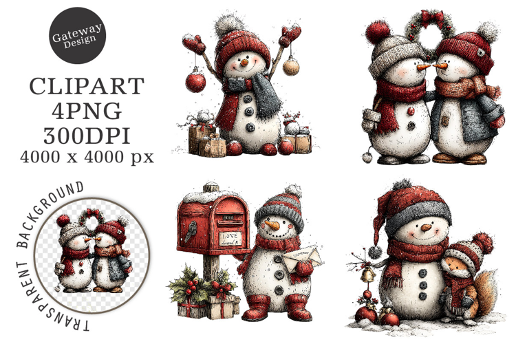 Watercolor Christmas Penguin Clipart