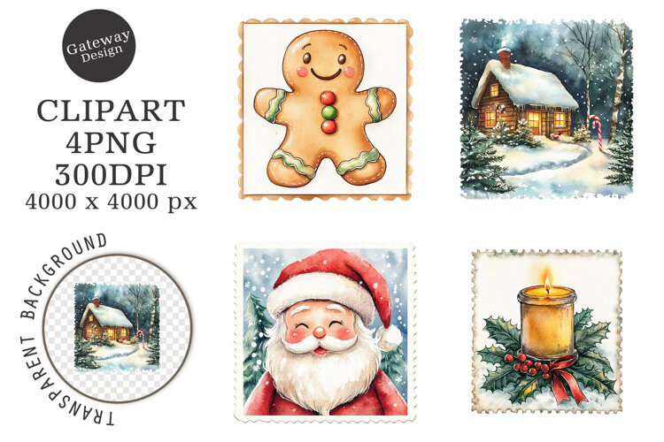 Christmas Stamp Clipart example image 1