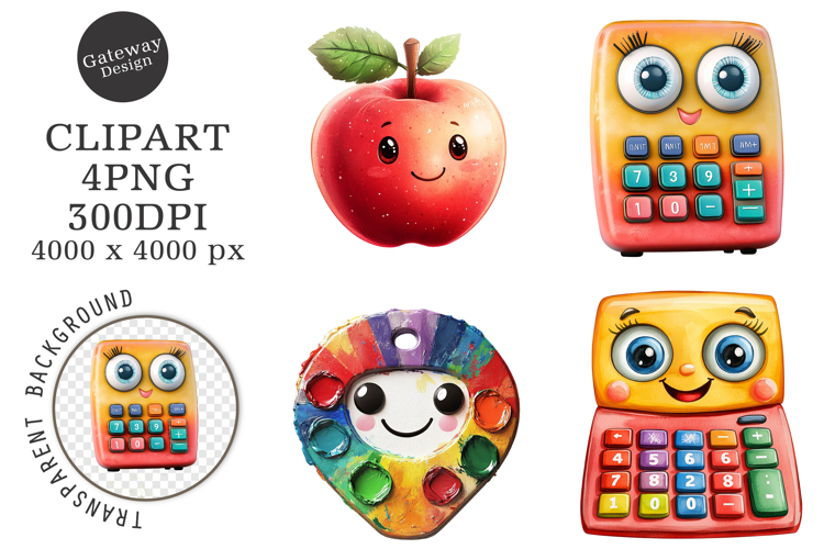 School Supplies Cartoon Clipart