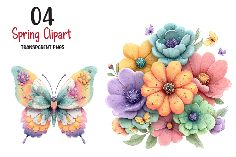 Spring Clipart Png,bright Spring Flowers Kids And Cottage