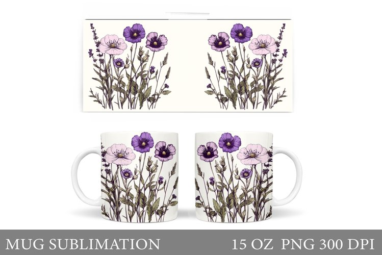 Flowers Mug Sublimation. Wildflowers Mug Design example image 1