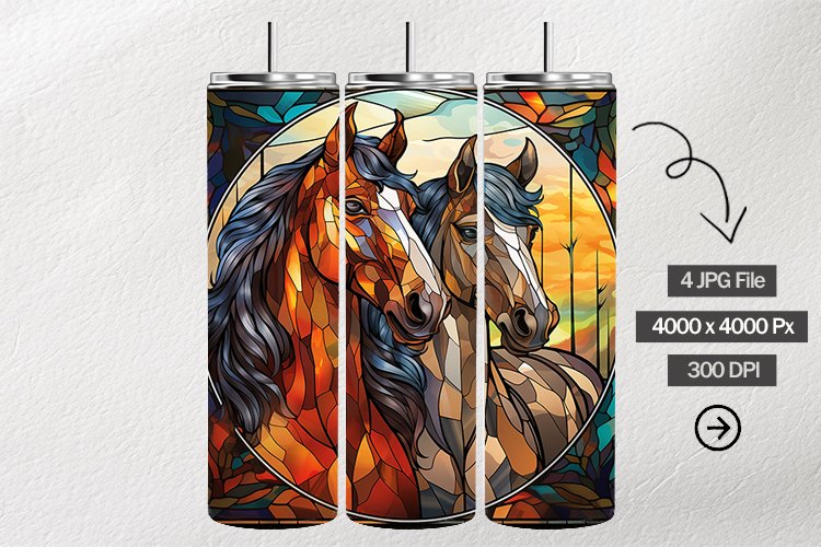 Mustangs Stained Glass Square Coaster - 4 Variation example image 1