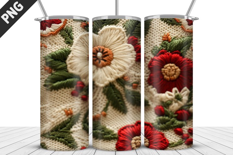 3D Daisy Flowers 20oz Tumbler Wrap | Sublimation Design example image 1
