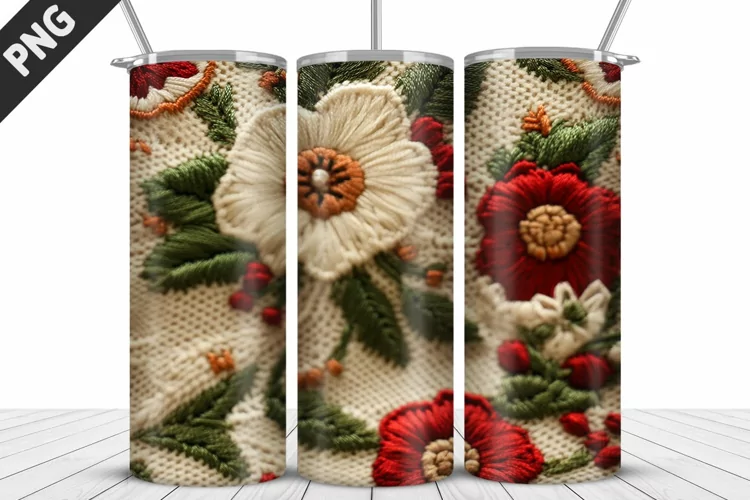 3D Daisy Flowers 20oz Tumbler Wrap | Sublimation Design