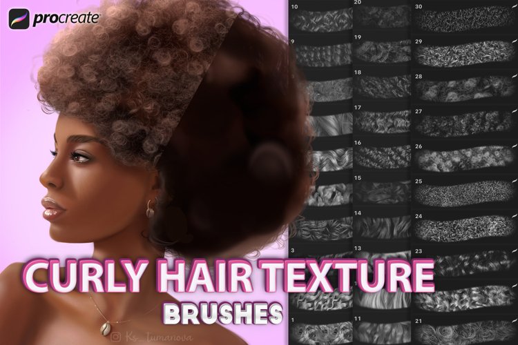 Procreate curly texture brushes. Procreate hair (1881544)