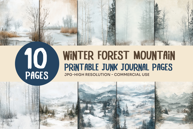 Winter Forest Mountain Journal Pages