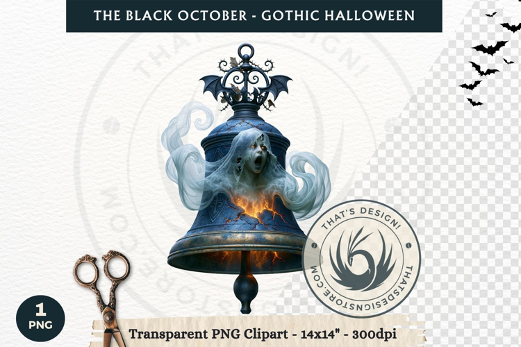 The Black October Gothic Halloween Clipart, Horror character