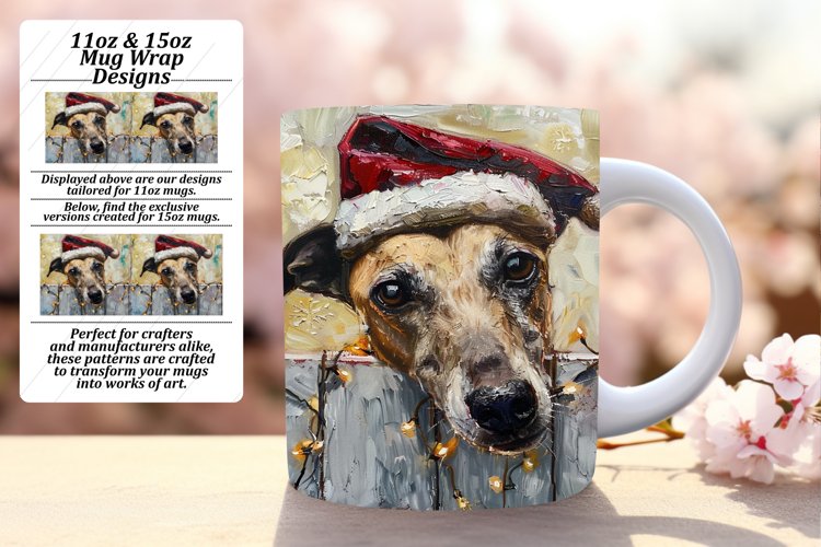 Holiday Mug Wrap Design Winter Peeking Dog Sublimation 11oz
