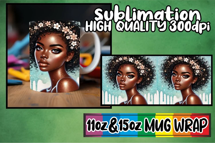 Luminous moments 11oz 15oz sublimation wrap, Afro Girl