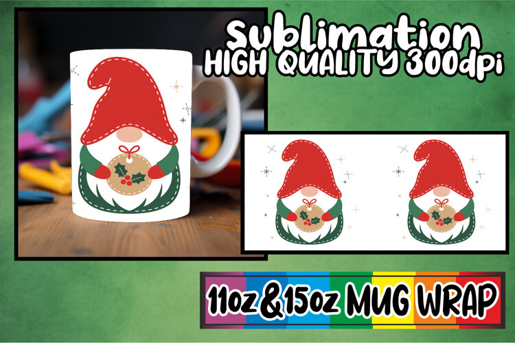 Inspiring mornings 11oz 15oz sublimation wrap, Gnomes example image 1