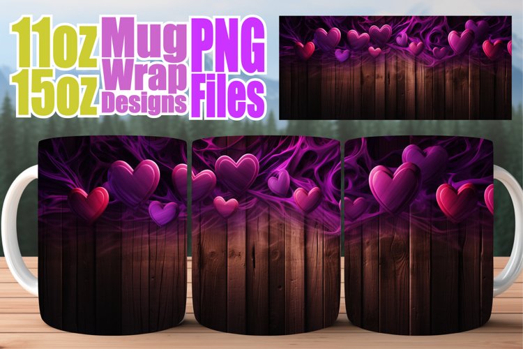 Valentines Day Magic: 3D Heart Mug Wrap - Love